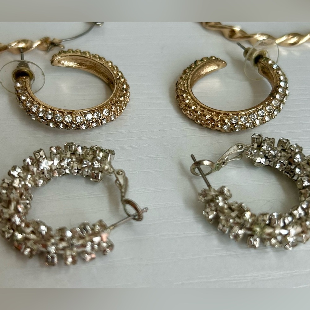 Gold and Silver Tone Hoop Earrings Bundle - Picture 4 of 6